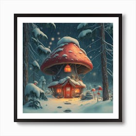 Red mushroom shaped like a hut 10 Art Print