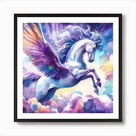 Watercolor Of A Unicorn Art Print