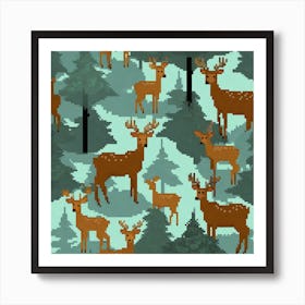 Deer In The Forest 37 Art Print