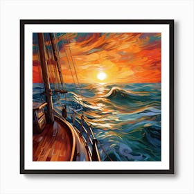 Sunset Sailboat Painting 1 Art Print