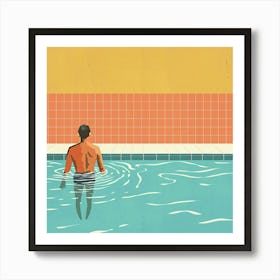 A Swimmer In A Pool Minimal Illustration 1718672260 1 Art Print