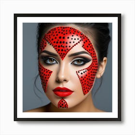 Sexy Woman With Red Makeup Art Print