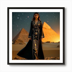 Egyptian Woman In Front Of Pyramids 9 Art Print