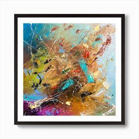 Summer wind Abstract Blue Art Painting Art Print