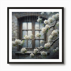 Window In The Rain Art Print