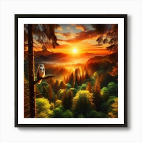 Forest At Sunset Art Print