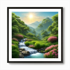 Waterfall In The Forest Art Print