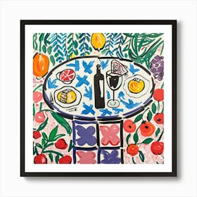 Table With Wine Matisse Style 4 Art Print