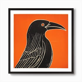 Retro Bird Lithograph Raven 4 Art Print