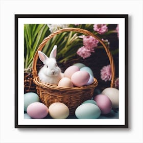 Easter Bunny In Basket 3 Art Print