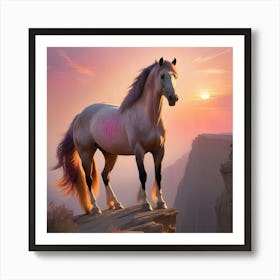 Horse In The Sunset 1 Art Print