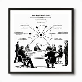 Black Mark On A White Circular Flowchart Graphic Illustration Hand Drawn In Black Ink Representin (5) Art Print