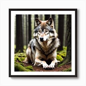 Wolf In The Forest 45 Art Print