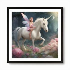Fairy On A Unicorn 1 Art Print