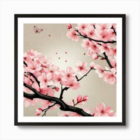 Cherry blossom branches Art Print