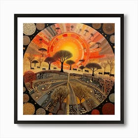 Landscape and Sunset Art Print