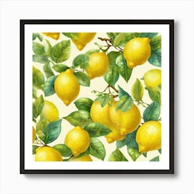 Lemons seamless pattern 1 Art Print