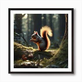 Squirrel In The Forest 315 Art Print