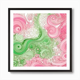 Pink And Green Swirls Art Print