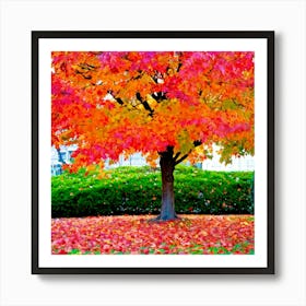 Anecdote Of An Autumnal Oak Tree Bathed In Brilliant Violet Hues In A Mid September Setting Leaves (5) Art Print