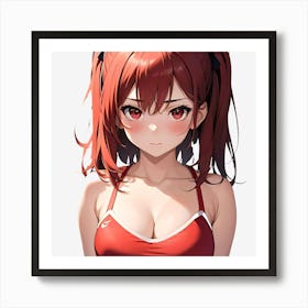 Anime Gym Girl With Red Hair Art Print