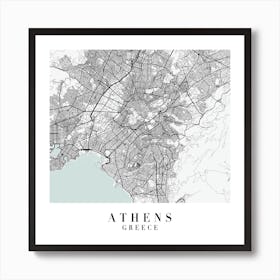 Athens Greece Street Map Color Minimal Square Art Print