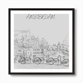 Amsterdam Bicycles Vector Illustration Sketch Watercolor Sketch Stock Illustration Art Print