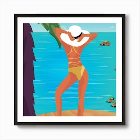 Woman On The Beach Art Print