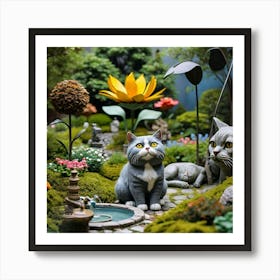 Miniature Cat Garden 1 Art Print