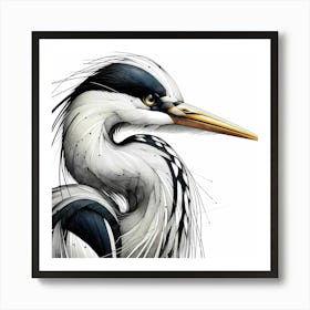 Crane Portrait Color Drawing - Wild Bird Artwork 108 Art Print