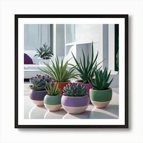 Succulents In Pots 3 Art Print