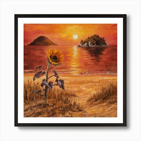 Sunset Sunflower 1 Art Print