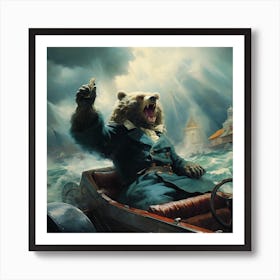 Bear In A Car Art Print