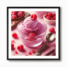 Ice Cream With Raspberries 17 Art Print