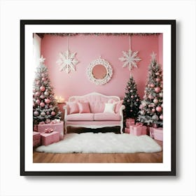 Pink Christmas Room 5 Art Print