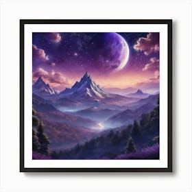 Purple Mountain Landscape Art Print