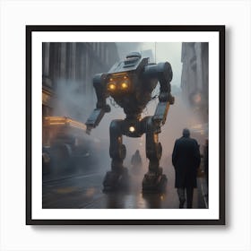 Giant Robot In A City 3 Art Print