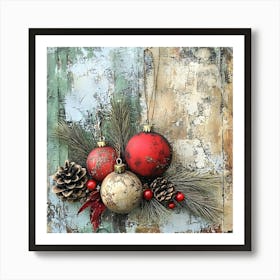 Intage Christmas Mixed Media 4 Art Print