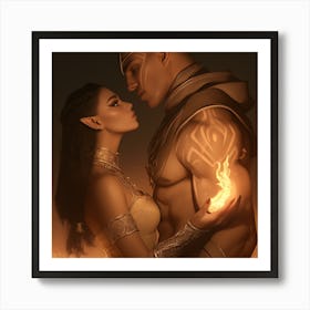 Elven Flame Couple Art Print