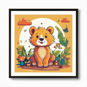 Playful Kids Animal Tshirt Design Art Print