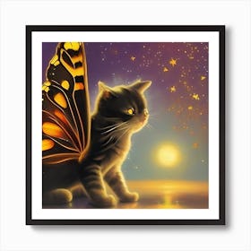 Butterfly Cat Art Print