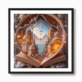 Magical Cities Seen Through Intricate Book Nook 7 Art Print