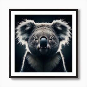 Koala portrait on black background Art Print