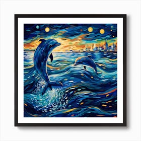 Dolphins In The Sea 1 Art Print