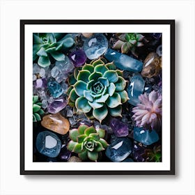 Succulents And Stones Art Print