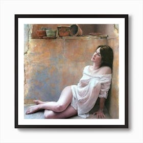 Woman Laying On The Floor Art Print