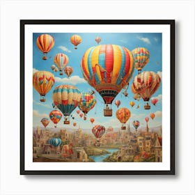 Hot Air Balloons paintings art print 2 Art Print