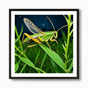 Crickets Insects Chirping Jumping Green Legs Antennae Noise Hopper Herbivores Garden Fiel (8) Art Print