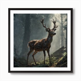 Deer In The Forest 107 Art Print