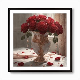 Roses In A Vase Art Print